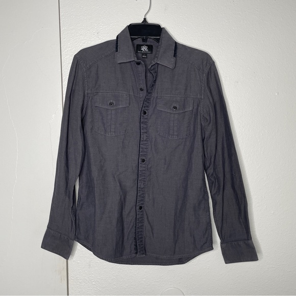 MENS Rock & Republic Charcoal Button-Up Shirt SZ SMALL - Picture 1 of 6